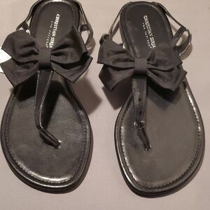Christian Siriano Elegant Black Bow Sandals Women's Size 11